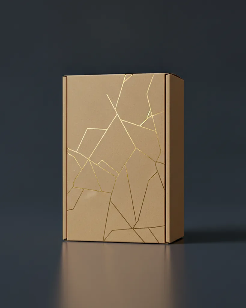 Custom auto lock bottom carton, 20pt SBS, on a dark navy studio backdrop
