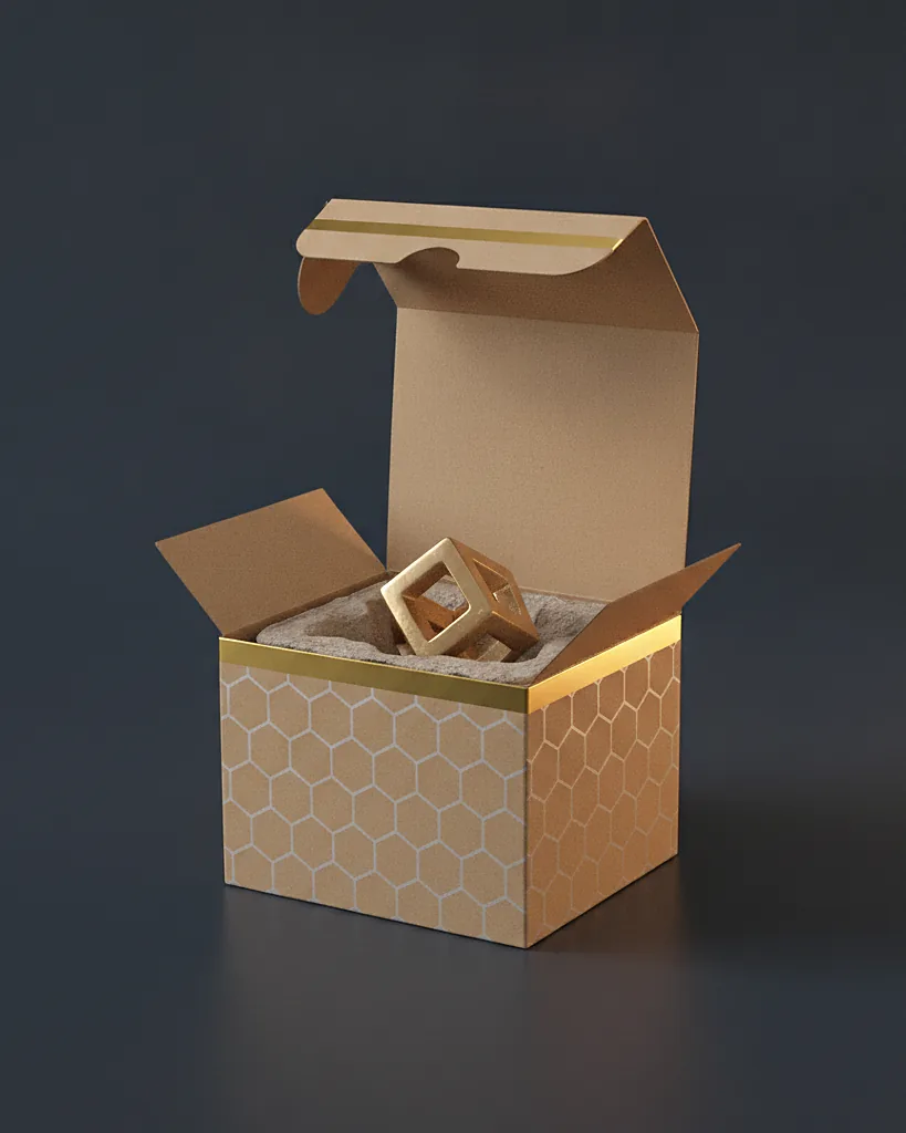 Custom auto lock bottom carton, close-up of the edge, surface texture and finish