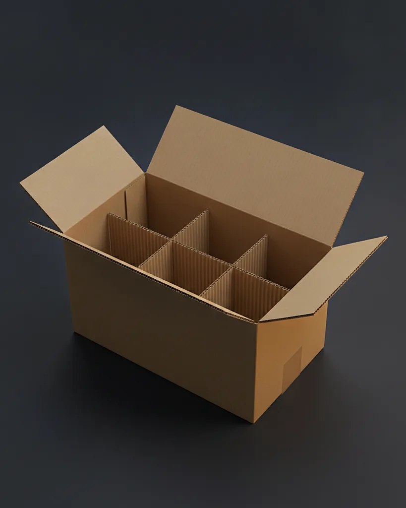Custom bottle shipper box, close-up of the edge, surface texture and finish