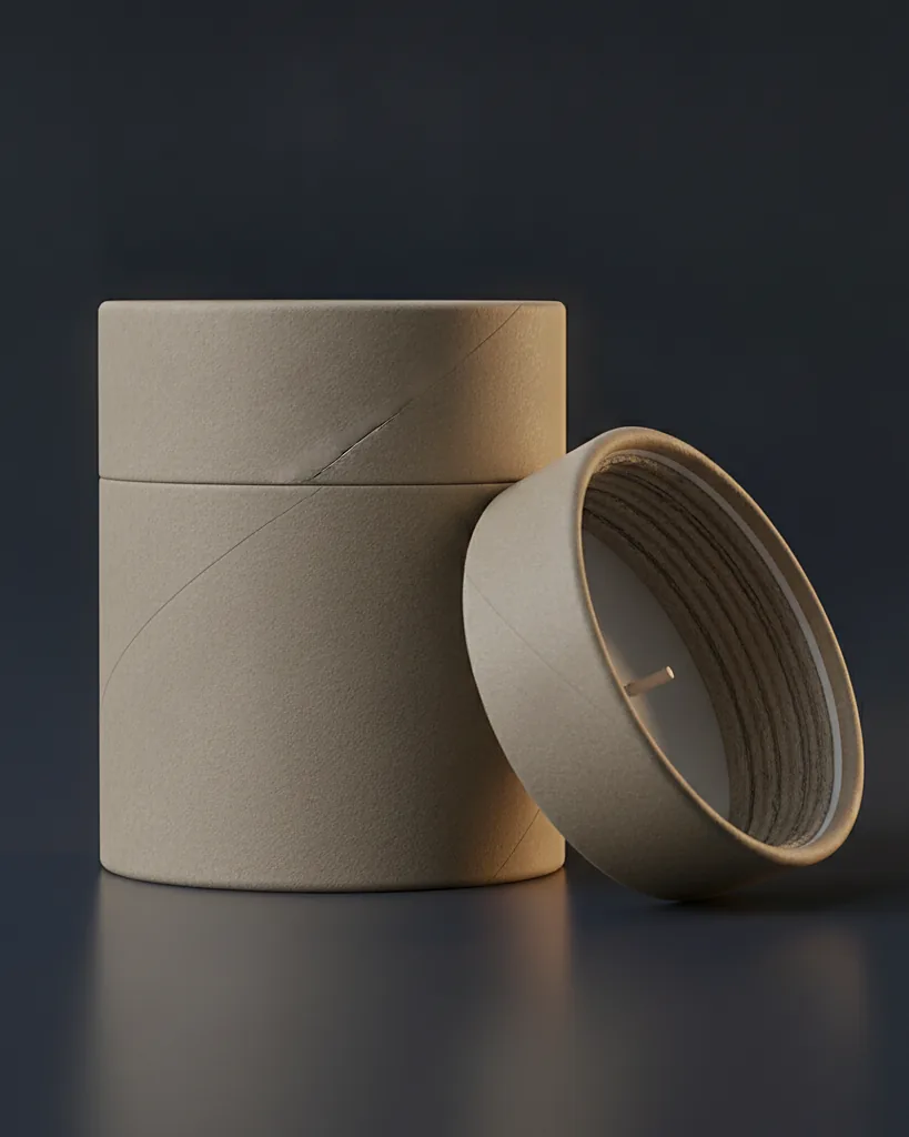 Custom candle tube, close-up of the edge, surface texture and finish