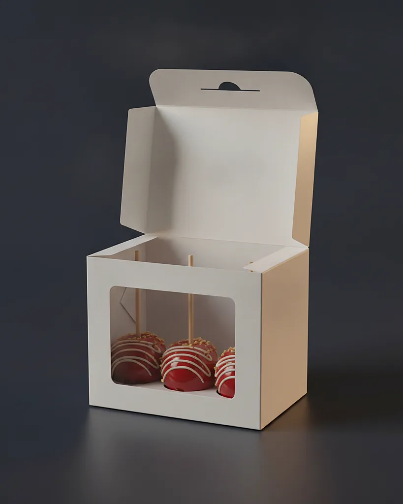Custom candy apple box, close-up of the edge, surface texture and finish