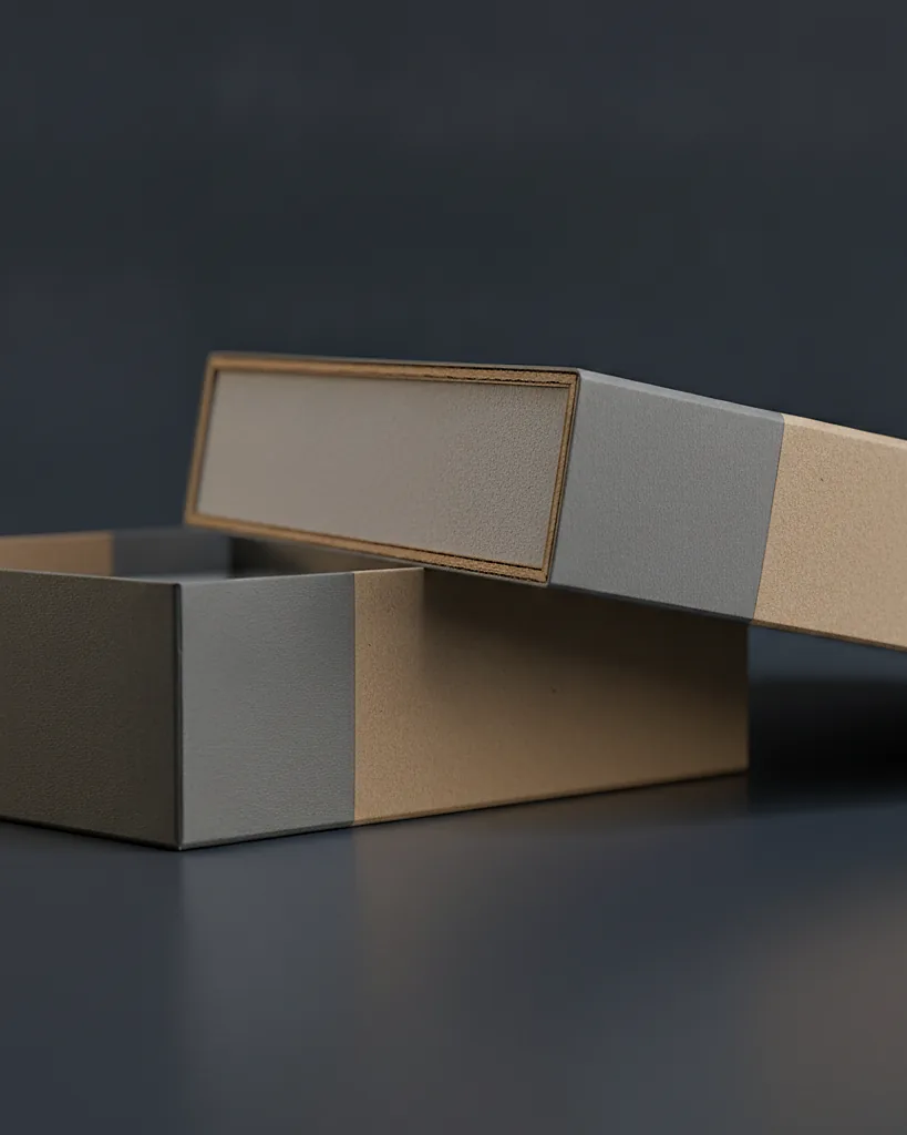 Custom chocolate rigid box, close-up of the edge, surface texture and finish
