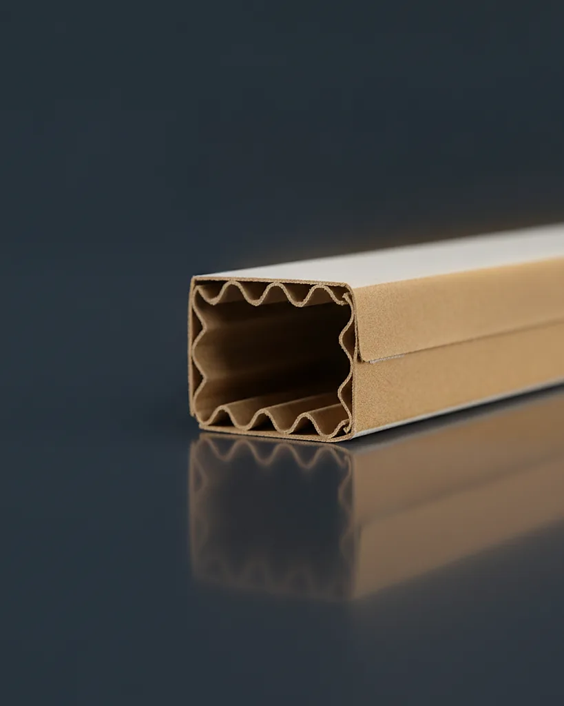 Custom corrugated insert, close-up of the edge, surface texture and finish