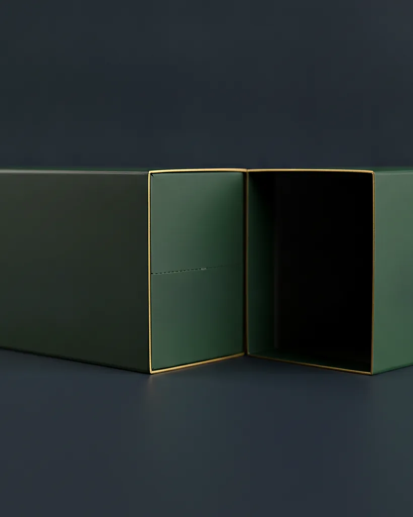 Custom advent calendar box, close-up of the edge, surface texture and finish