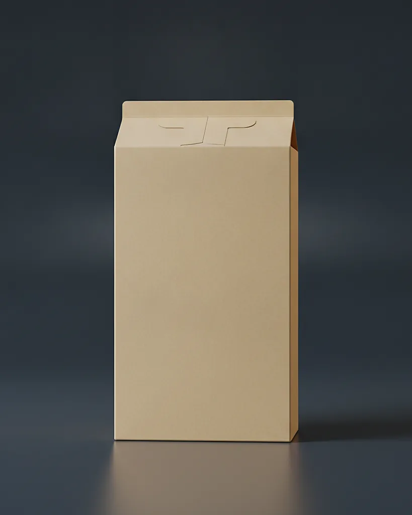 Custom cereal box, 18pt SBS, tall format for bag-in-box, on a dark navy studio backdrop