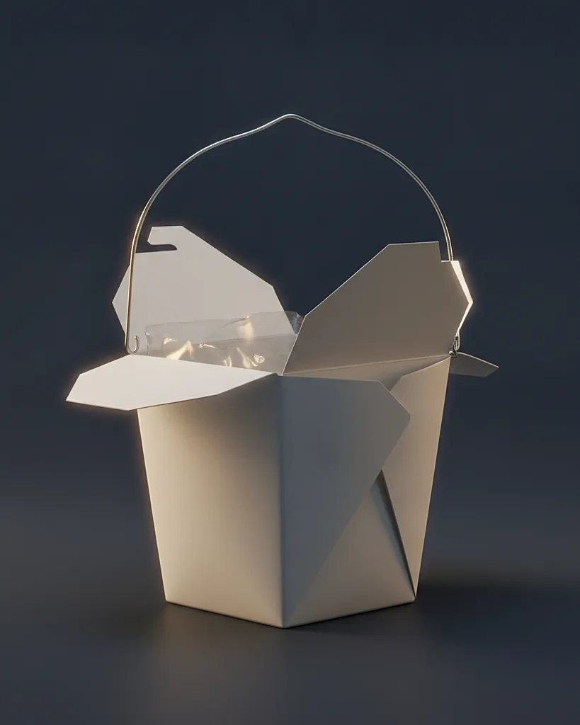 Custom Chinese takeout pail, close-up of the edge, surface texture and finish