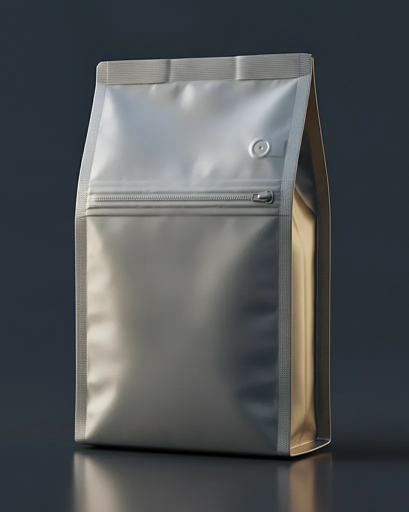 Custom chip bag, close-up of the edge, surface texture and finish