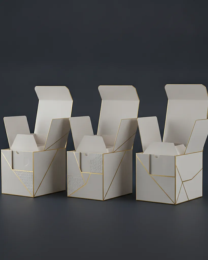 Custom cosmetic packaging boxes, close-up of the edge, surface texture and finish