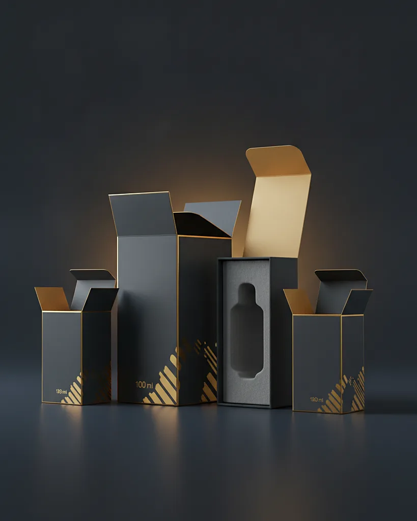 Custom e-liquid boxes, close-up of the edge, surface texture and finish