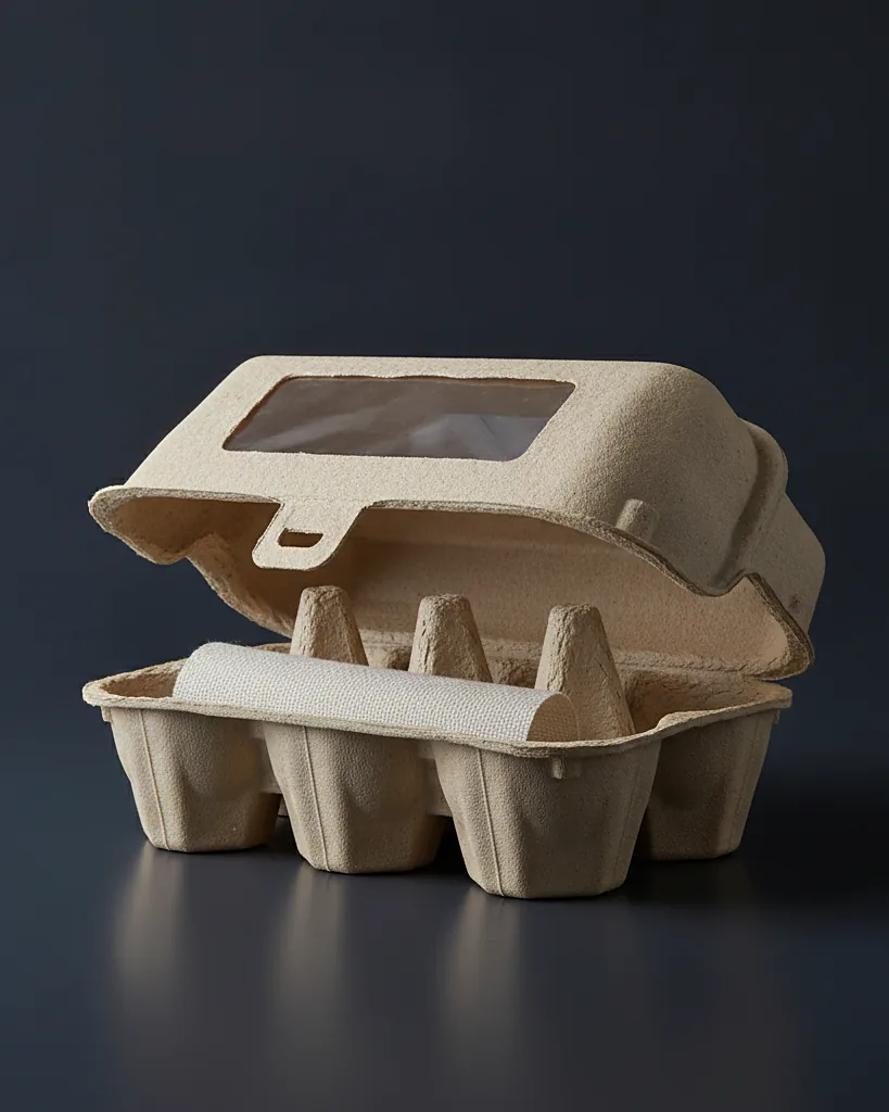 Custom egg carton, close-up of the edge, surface texture and finish