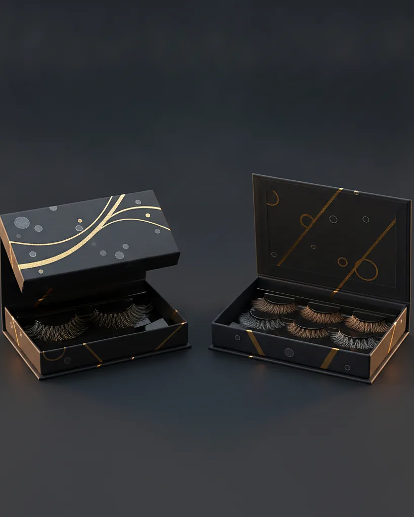 Custom eyelash boxes, close-up of the edge, surface texture and finish