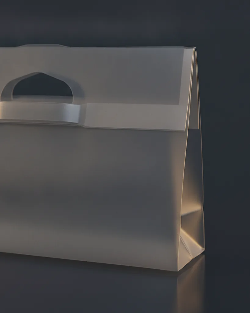 Custom garment bag, close-up of the edge, surface texture and finish