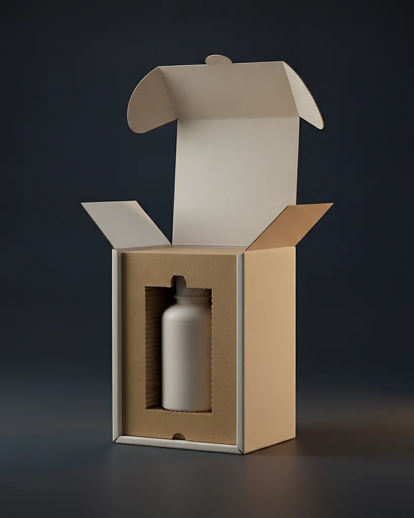 Custom hemp product box, close-up of the edge, surface texture and finish
