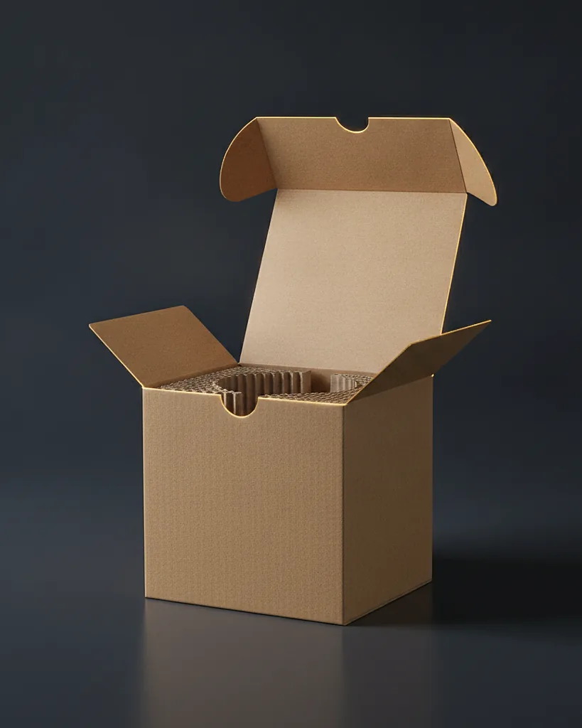 Custom kraft folding carton, close-up of the edge, surface texture and finish