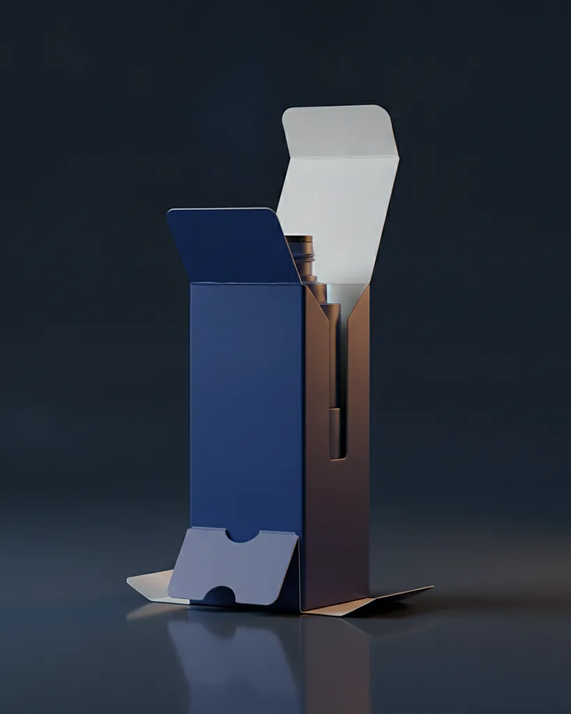 Custom mascara box, close-up of the edge, surface texture and finish