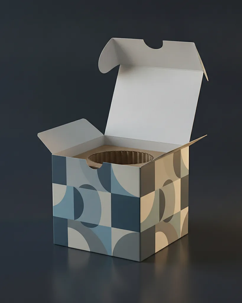 Custom mug box, close-up of the edge, surface texture and finish