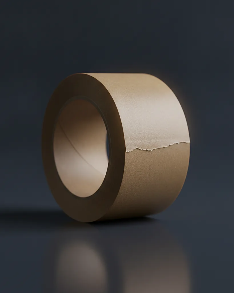 Custom packaging tape, close-up of the edge, surface texture and finish