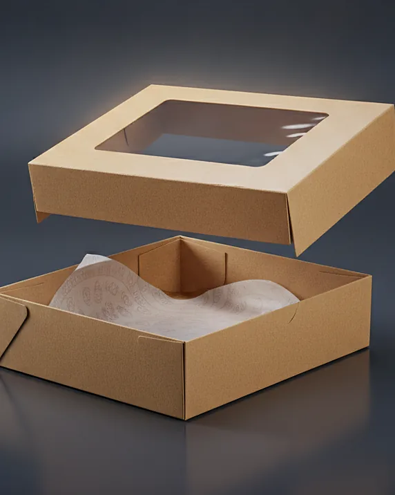 Custom pastry box, close-up of the edge, surface texture and finish