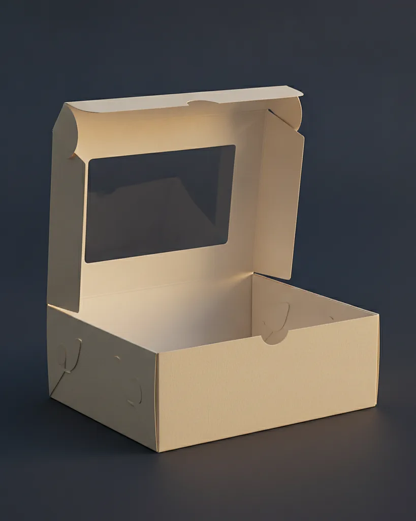 Custom pie box, close-up of the edge, surface texture and finish