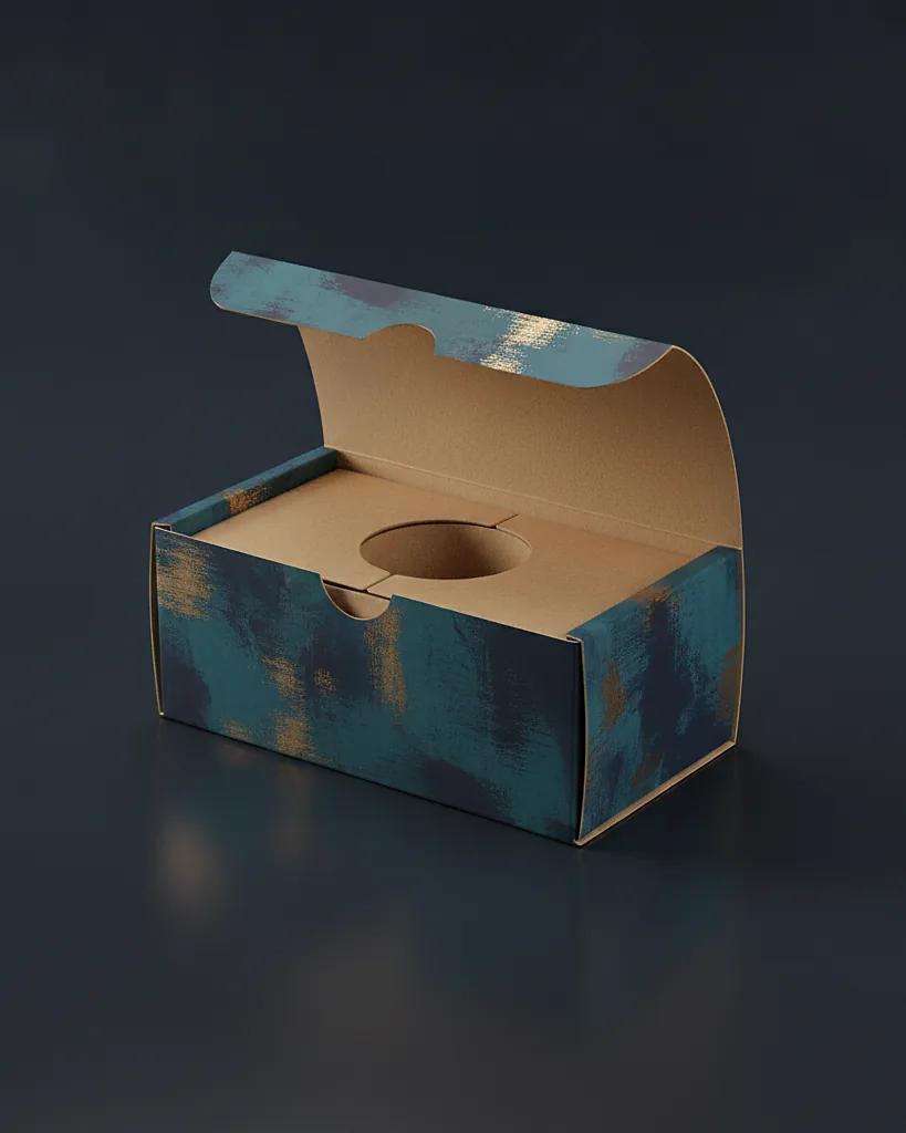 Custom pillow box, close-up of the edge, surface texture and finish