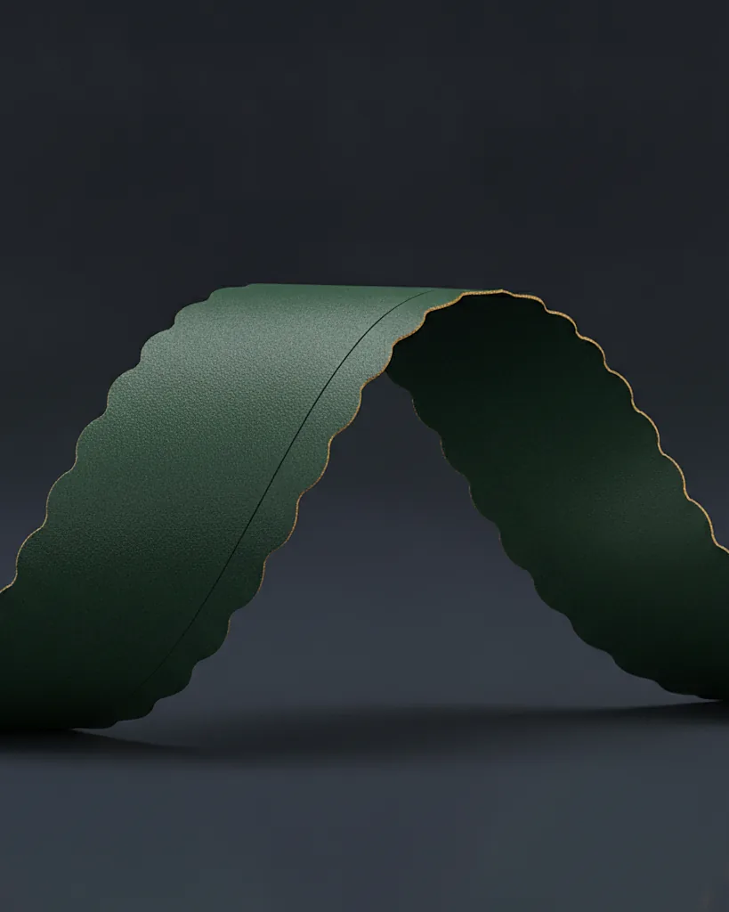 Custom printed ribbon, close-up of the edge, surface texture and finish