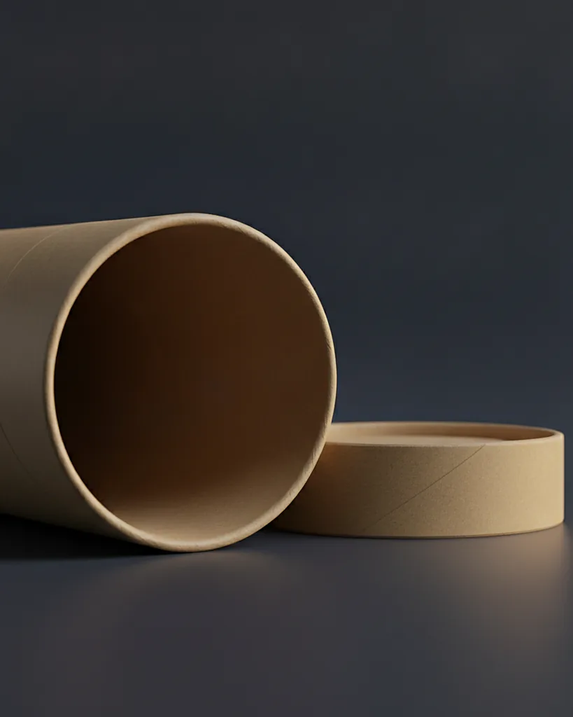 Custom shipping tubes, close-up of the edge, surface texture and finish