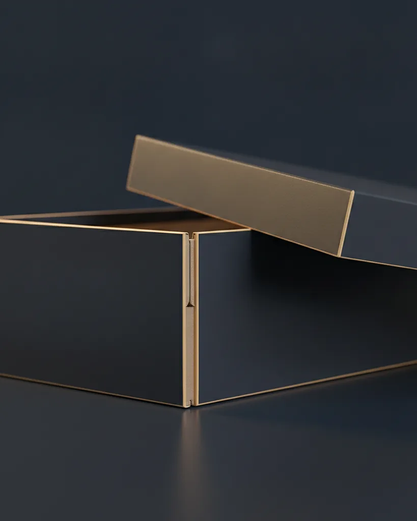 Custom shoe box, close-up of the edge, surface texture and finish