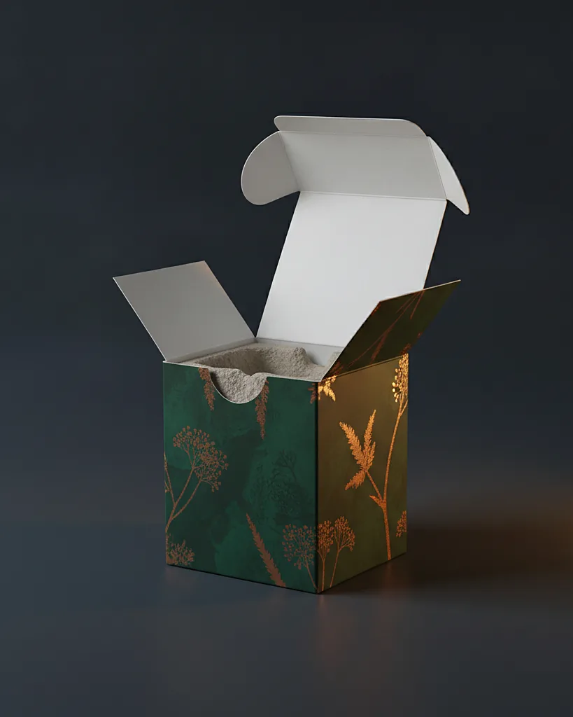 Custom tincture box, close-up of the edge, surface texture and finish