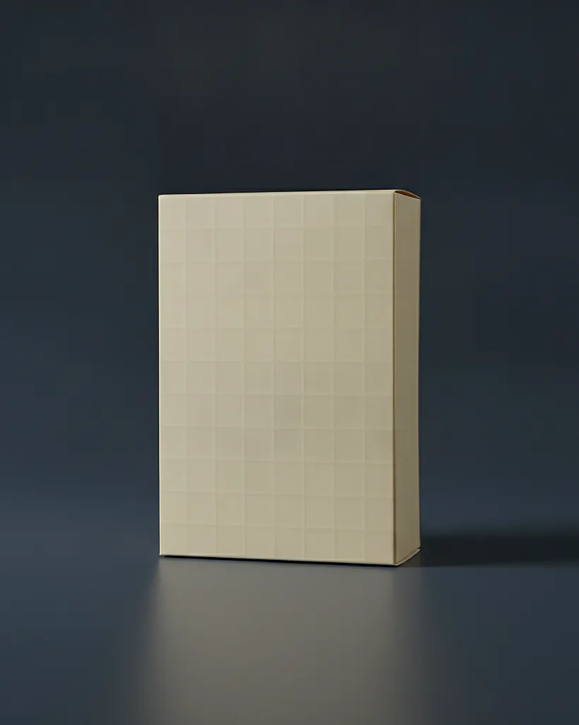 Custom waffle box, 18pt SBS with matte aqueous coating, vented lid, on a dark navy studio backdrop