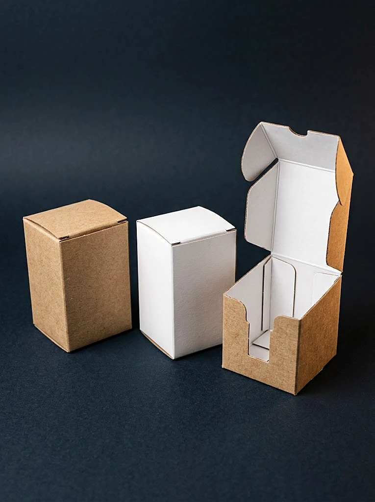 Custom folding cartons with tuck ends in kraft and white board