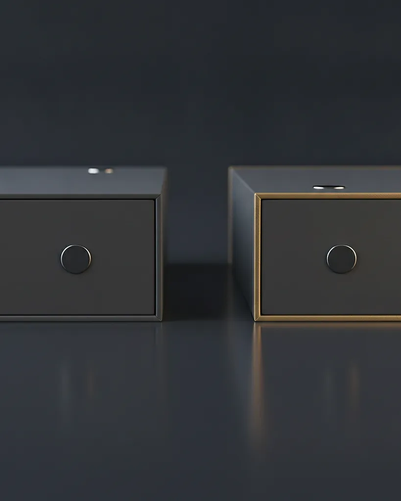 Custom magnetic closure box, close-up of the edge, surface texture and finish
