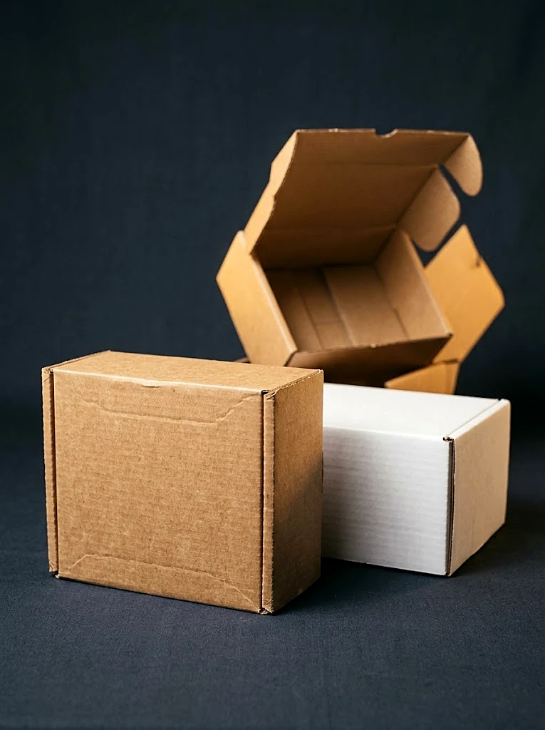 Custom mailer boxes in kraft and white corrugated