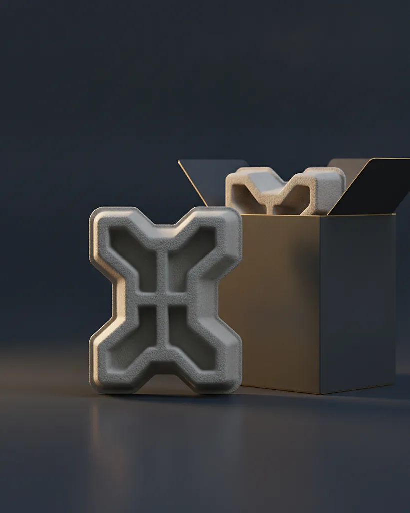 Custom molded pulp insert pressed from recycled paper fiber