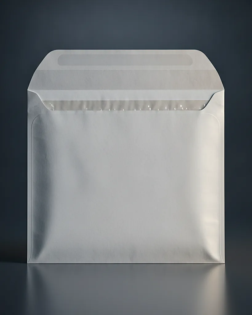 Custom poly mailer, close-up of the edge, surface texture and finish