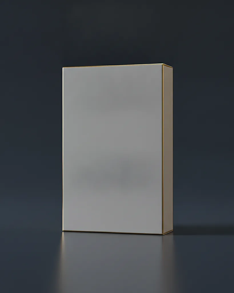 Custom press-on nail box, 18pt SBS, hanger tab option, on a dark navy studio backdrop