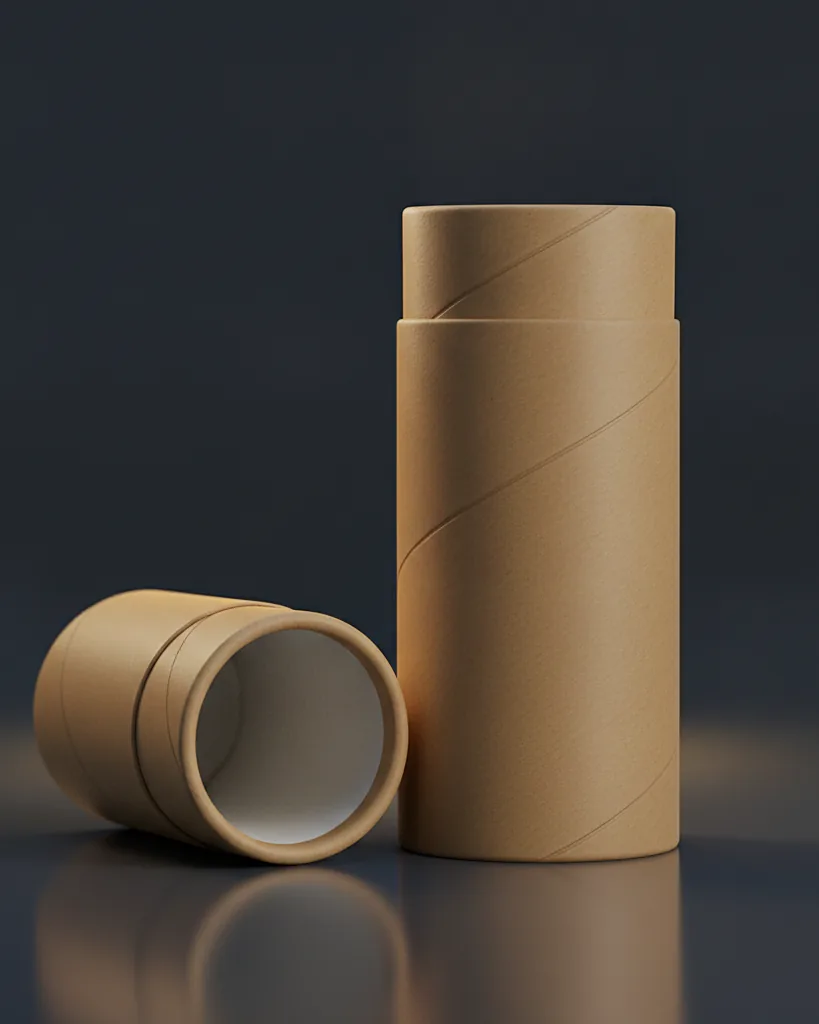 Custom push up paper tube, close-up of the edge, surface texture and finish