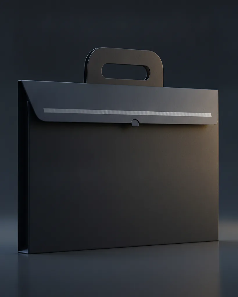 Custom rigid mailer envelope, close-up of the edge, surface texture and finish