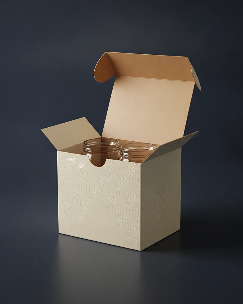 Custom seal end carton, close-up of the edge, surface texture and finish