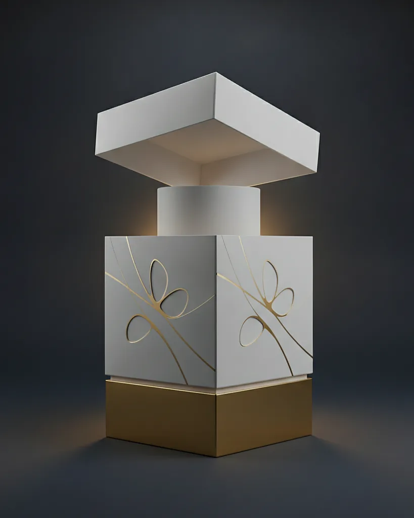 Custom skincare carton, close-up of the edge, surface texture and finish