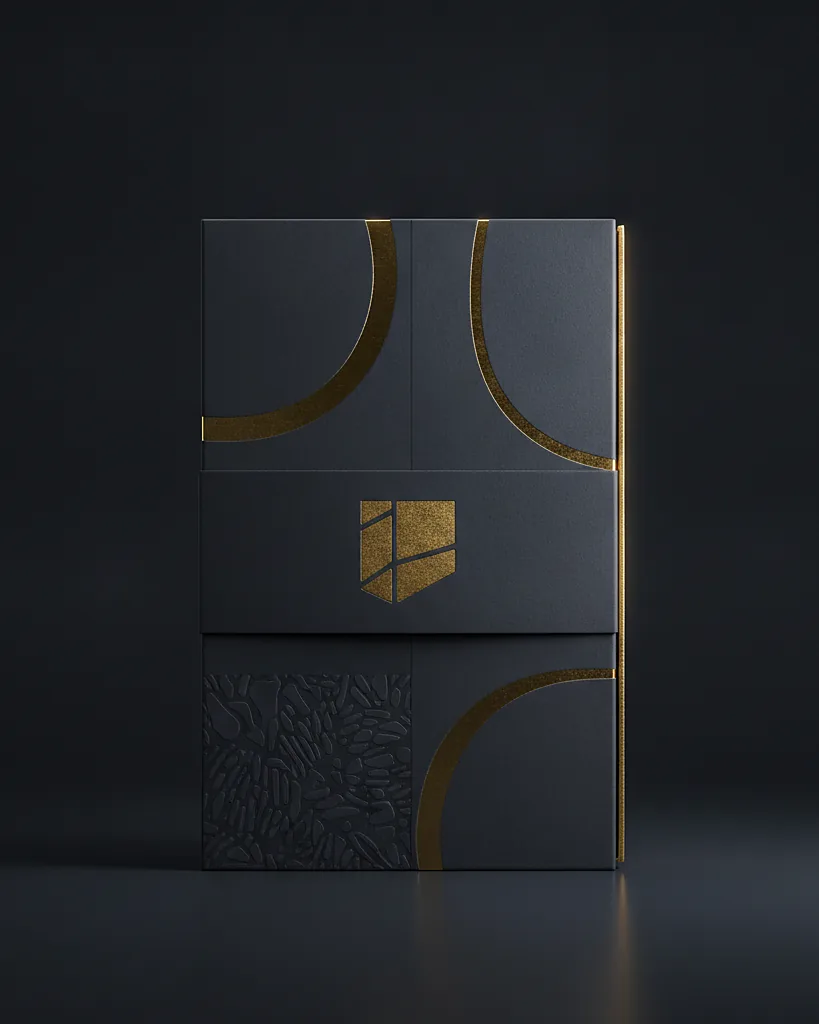 Custom sleeve and tray carton, 24pt SBS, on a dark navy studio backdrop