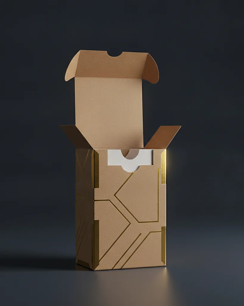 Custom straight tuck end carton, close-up of the edge, surface texture and finish