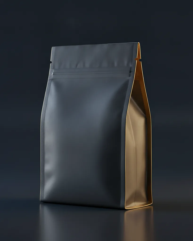 Custom tea pouch, close-up of the edge, surface texture and finish