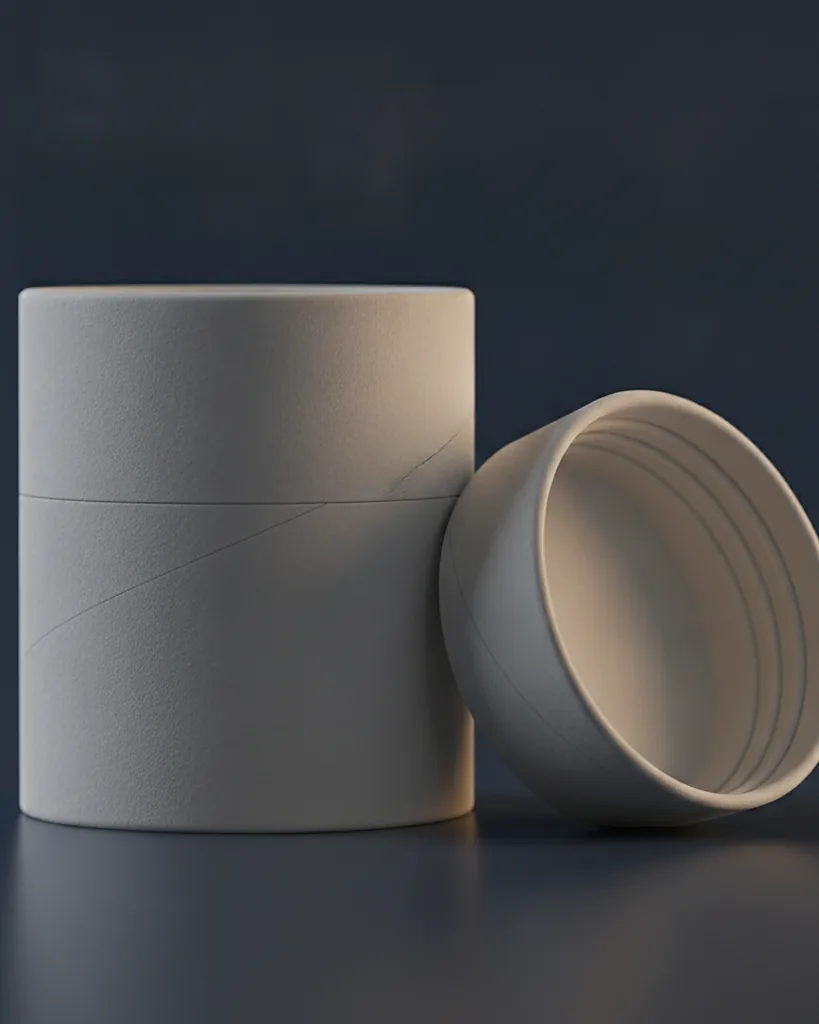 Custom tea tin style tube, close-up of the edge, surface texture and finish