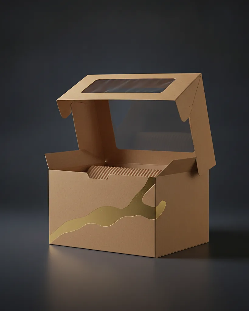 Custom window carton, close-up of the edge, surface texture and finish